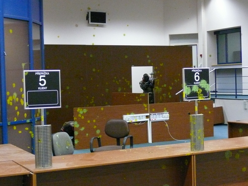 paintball field in the former CSOB bank branch in 2007